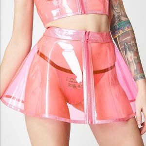 NEW Sugar Thrillz Transparent Pink Glitter Skirt